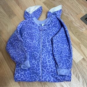 Wonder Kids Purple Cheetah Print Fleece Pajamas Footed One Piece Zip 5T Kids